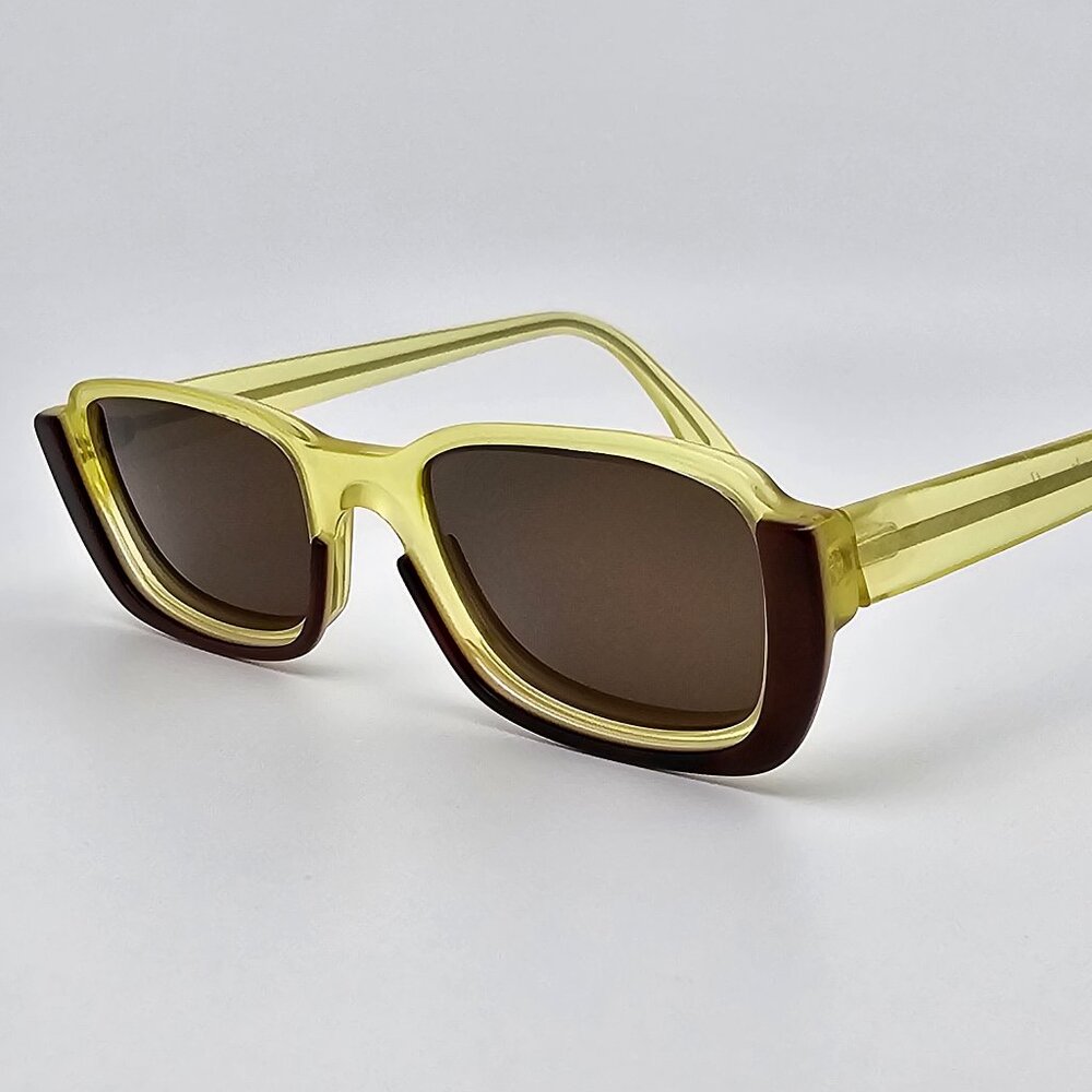 Theo West Malle 4 Crystal Yellow Frame Brown Lens Sunglasses Belgium 45-16-130
